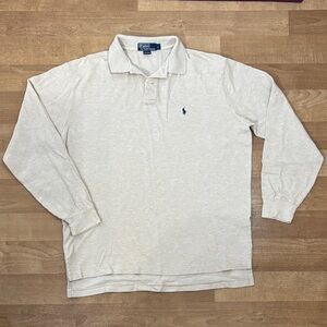 Polo by Ralph Lauren Men's Beige Long Sleeve Cotton Polo